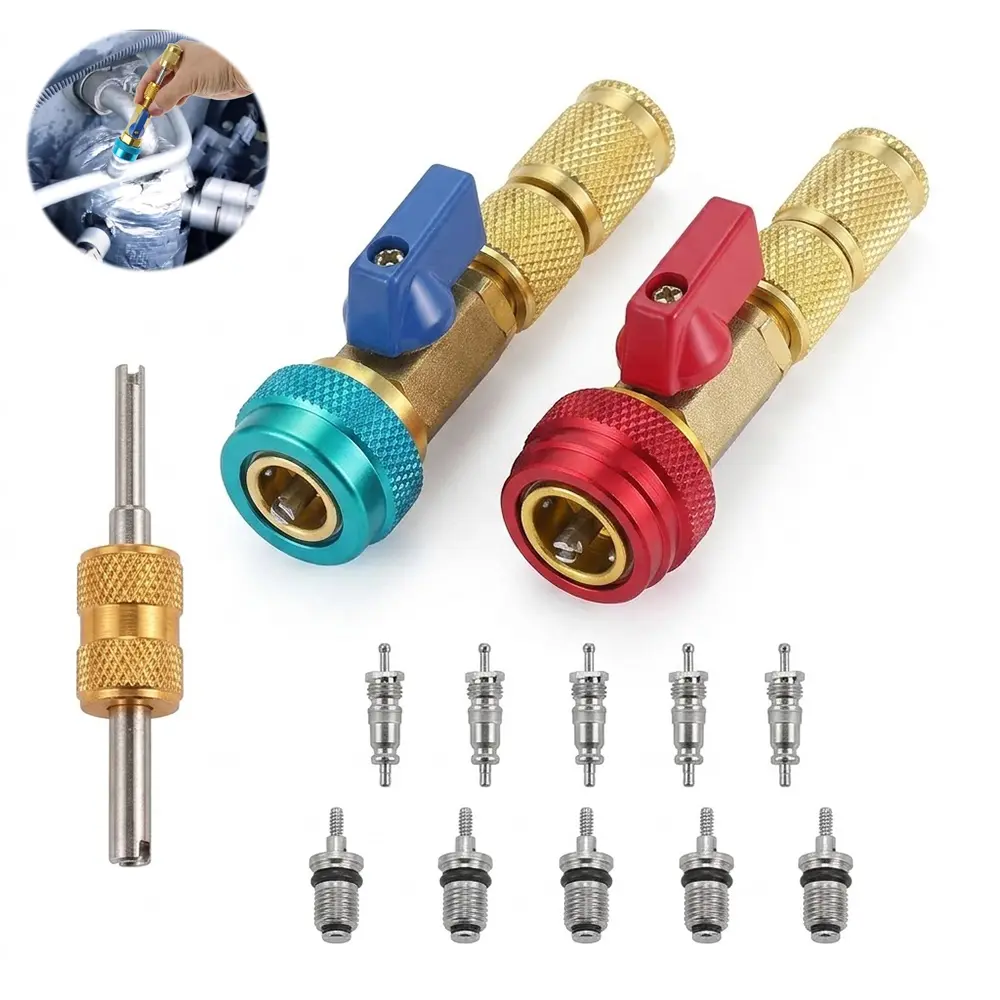 R134A Refrigerant Valve Core Remover & Installer Tool Set, AC High/Low Pressure Quick Removal & Installation Kit for Auto Air Conditioning Systems