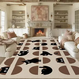 Cat Pattern Floor Mat, 1 Count Colorful Cute Cat Pattern Non-slip Floor Carpet, Decorative Area Rug for Home Living Room Bedroom