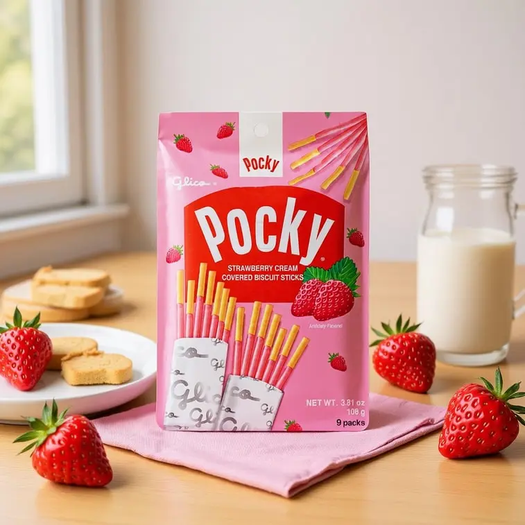 Pocky Classic strawberry  Cookie sticks FAMILY 9 PACK