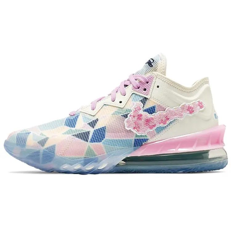 Nike X Atmos LeBron 18 Low Ep Sakura' Cushioned Durable Mid Top Basketball Shoes Unisex CV7564-101