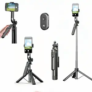 720° Panoramic Adjustable aiselfie Stick Tripod, 66.9" Extendable Travel Tripod with Bluetooth Remote, 360 holder Portable All-in-One Phone Stand for vlogging,Live Streaming, TikTok, YouTube & Photography, Compatible with iPhone Android Camera tiktokshops