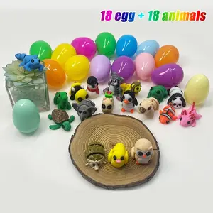 18-Piece 3D Printed Animal Eggs Set, Multicolor Decorative Figurines for Home Office Desk, Creative Gift for Parties and Holidays