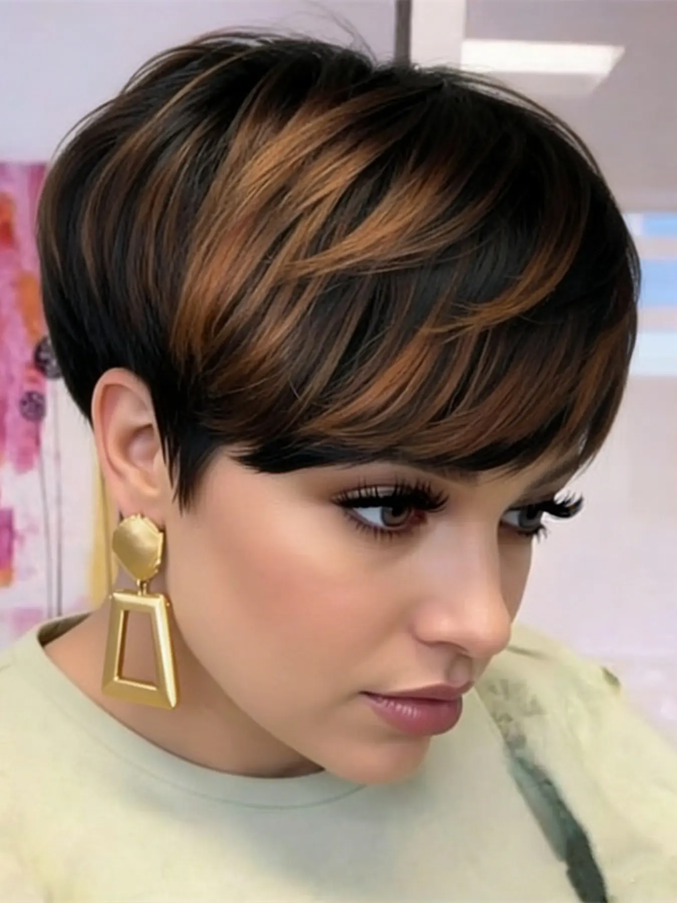 pixie wig daily party use human hair wig for women stylish gift wig 1bRED black color pixie cut human hair wig short straight human hair wig machine made