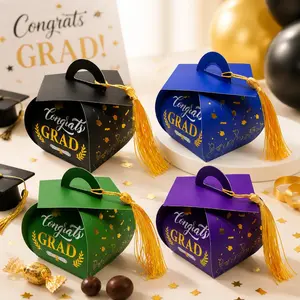 New Graduation Cap Candy Box, Gold Foil Doctor Hat Gift Packaging, Celebration Paper Box, Graduation Gift Wrapping, Perfect for Graduates, Ideal Gift for Loved Ones