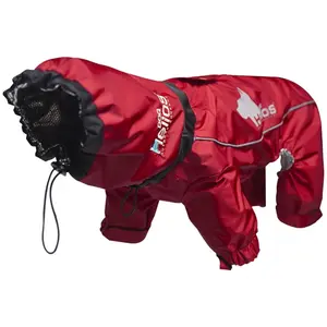 Helios 212 MAIN Command Weather-King Windproof Shell Pet Full-Body Coat, Large Size, Red, with Reflective Strips, Adjustable Cuffs, Heat Retention Function