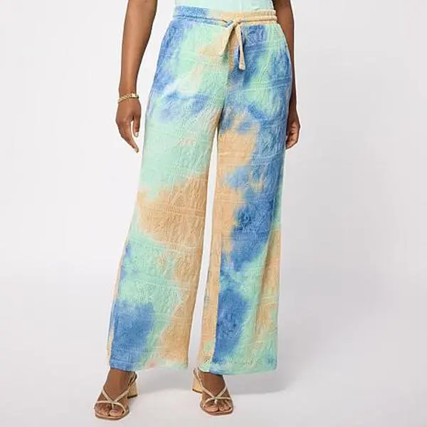 Nina Leonard Crochet Knit Tie-Dye Pant
