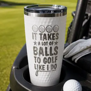 Personalized Golf Tumbler with Name – Engraved Stainless Steel Travel Mug | Golf Ball Texture Cup