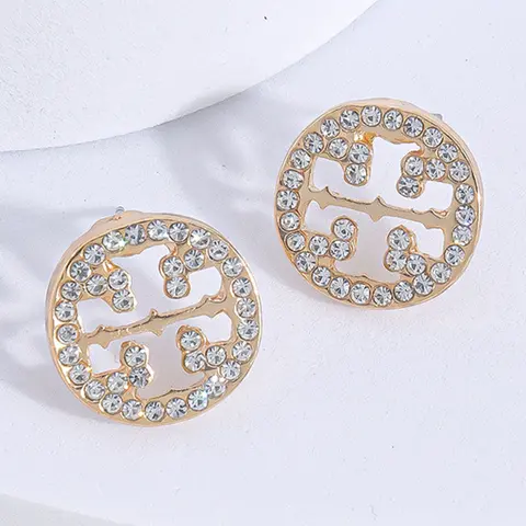 Elegant Rhinestone Embellished Hollow Out Round Stud Earrings, Fashionable Minimalist Design, Small Metal Ear Pins for Women, Perfect for Daily Wear, Unique Design Earrings, Stud Earring Jewelry, Studs Earrings