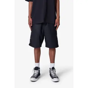 mnml Ultra Baggy Leather Studded Shorts - Black