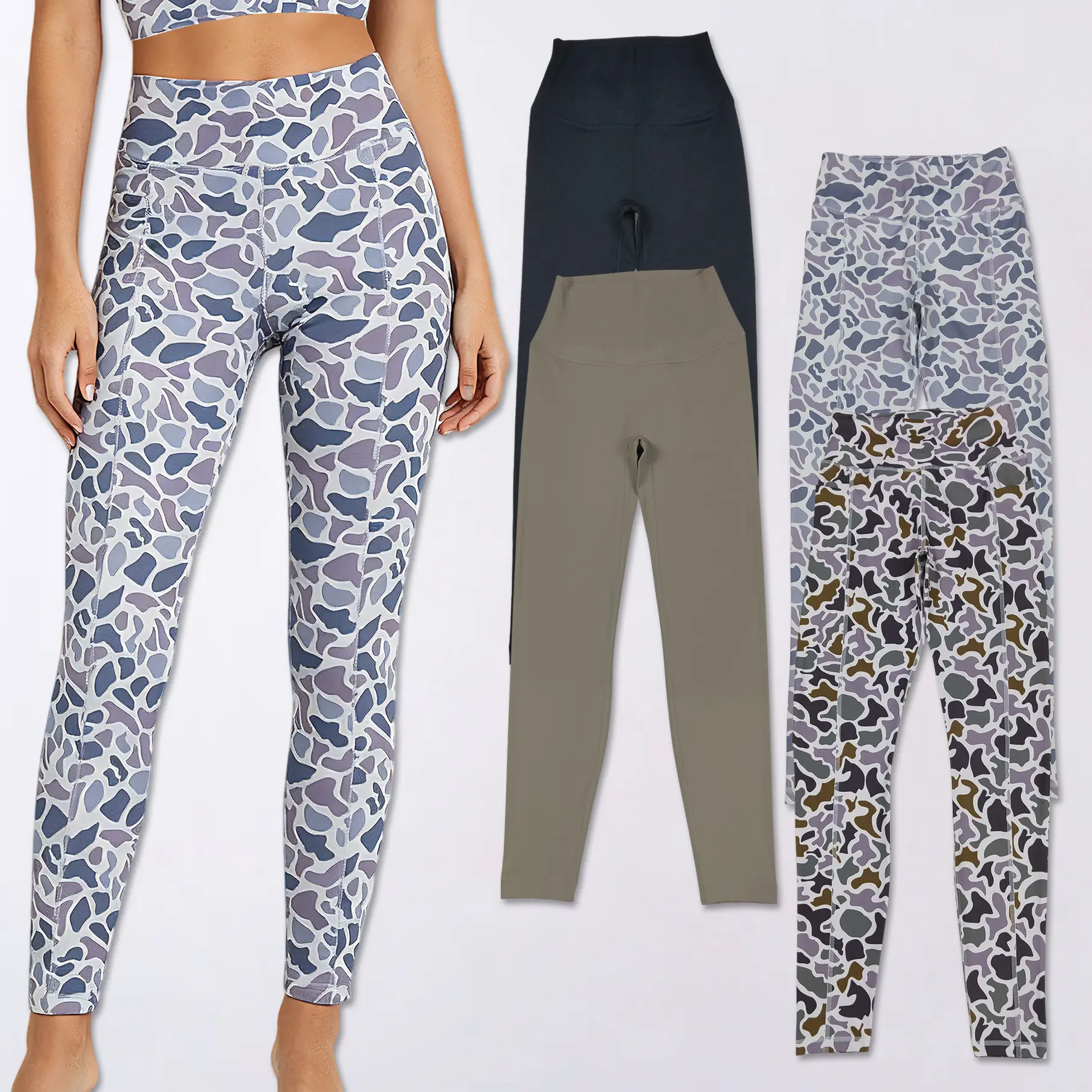 Women's Camo Seamed Athleisure Leggings - Athletic Workout Pants, Spandex Gymclothes for Running, Local Girl Sportswear
