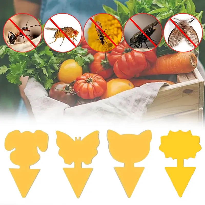 40Pcs Yellow Sticky Bug Traps, Double Sided Fruit Fly Gnat Traps, Non-Toxic Odorless Safe Pest Control Sticky Boards for Indoor Garden Plants, Kitchen and Household Plant Care Supplies