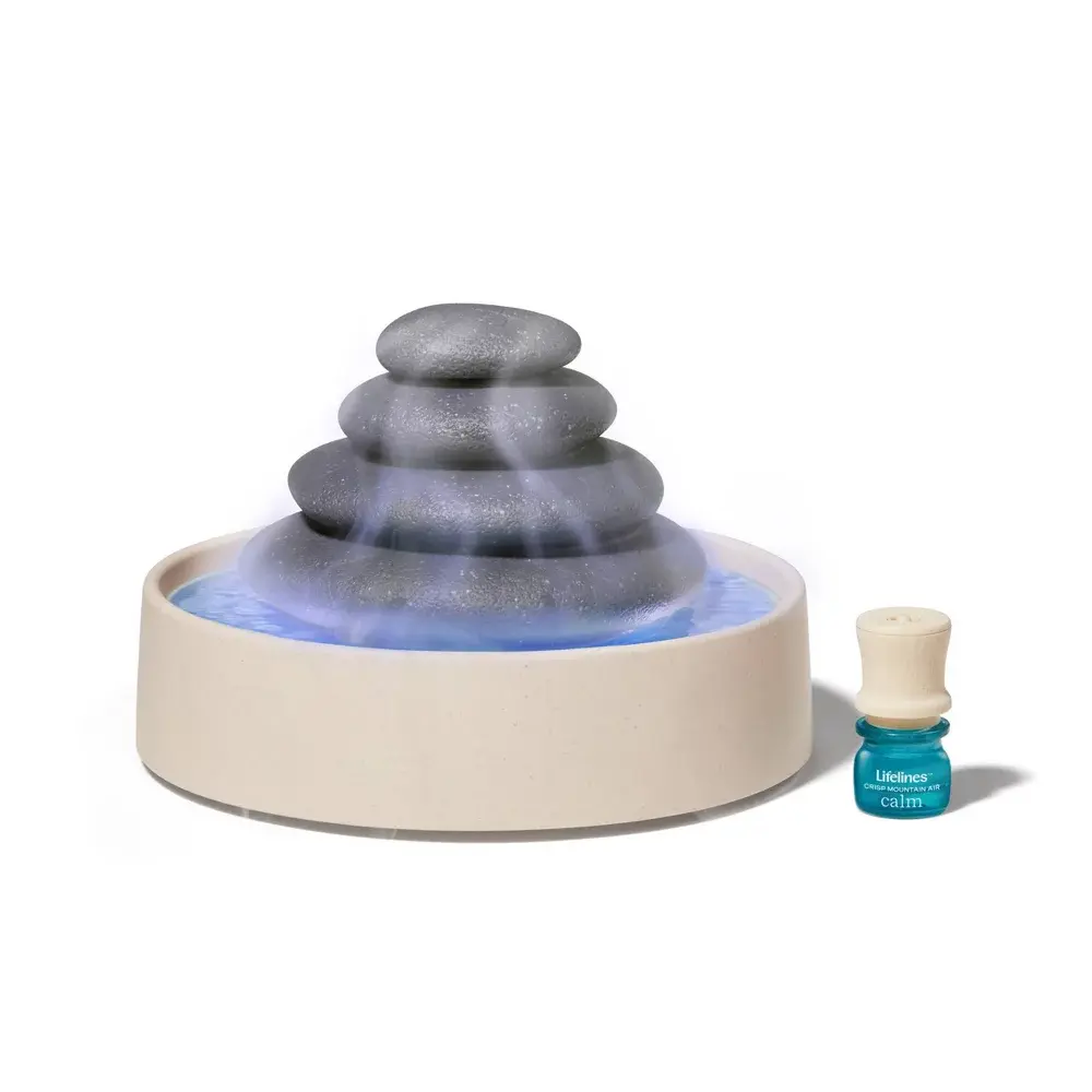 Lifelines Stacking Stones Scented Oil Diffuser, Light-Up Aromatherapy Fragrance Freshener for Essential Oils