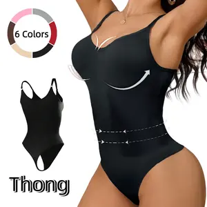 Seamless Covered Bust Jumpsuit Thong Bodysuit Fit Womenswear Comfort Shapewear Basic , Breathable Hip , Solid Adjustable Strap Thong Shapewear Bodysuit Compression Skinny Tummy Control Black Activewear Athletic Minimalist Sportswear SpringStatements