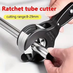 Groove-type pipe cutter suitable for 8–29 mm diameters; cuts PVC and copper pipes. A smooth-cut tool for pipeline repair and HVAC work, forged alloy construction.