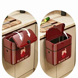 New Kitchen Home Wall-Mounted Trash Can, High-Aesthetic Hanging Paper Bin, Vegetable Food Waste Basket, Bathroom Garbage Container