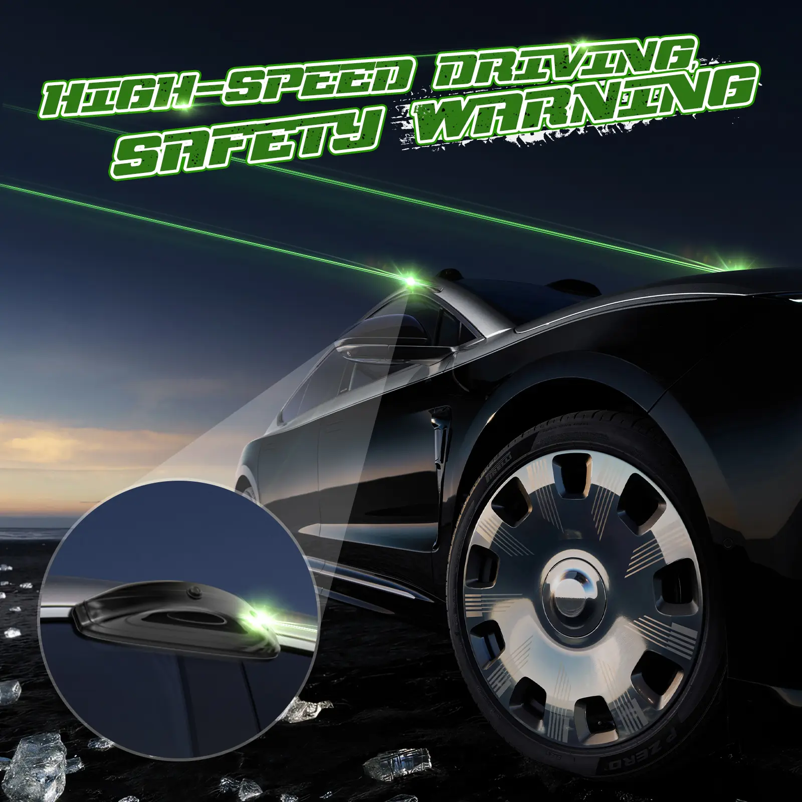 Car Remote Navigation Light, Rechargeable Car Laser Beam Light, Car High Speed Emergency Warning Light, Rain & Fog Anti-rear-end Collision LED Light