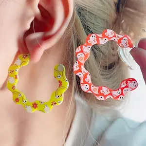 Colorful Bat Ghost C-Shaped Earrings and Pendant Jewelry for Women