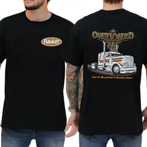 Peterbilt Overloaded Graphic T-Shirt – Vintage 2-Sided Trucker Tee Featuring Chrome Big Rig Art, Perfect Gift for Diesel Mechanics, Peterbilt Fans & Classic Truck Enthusiasts