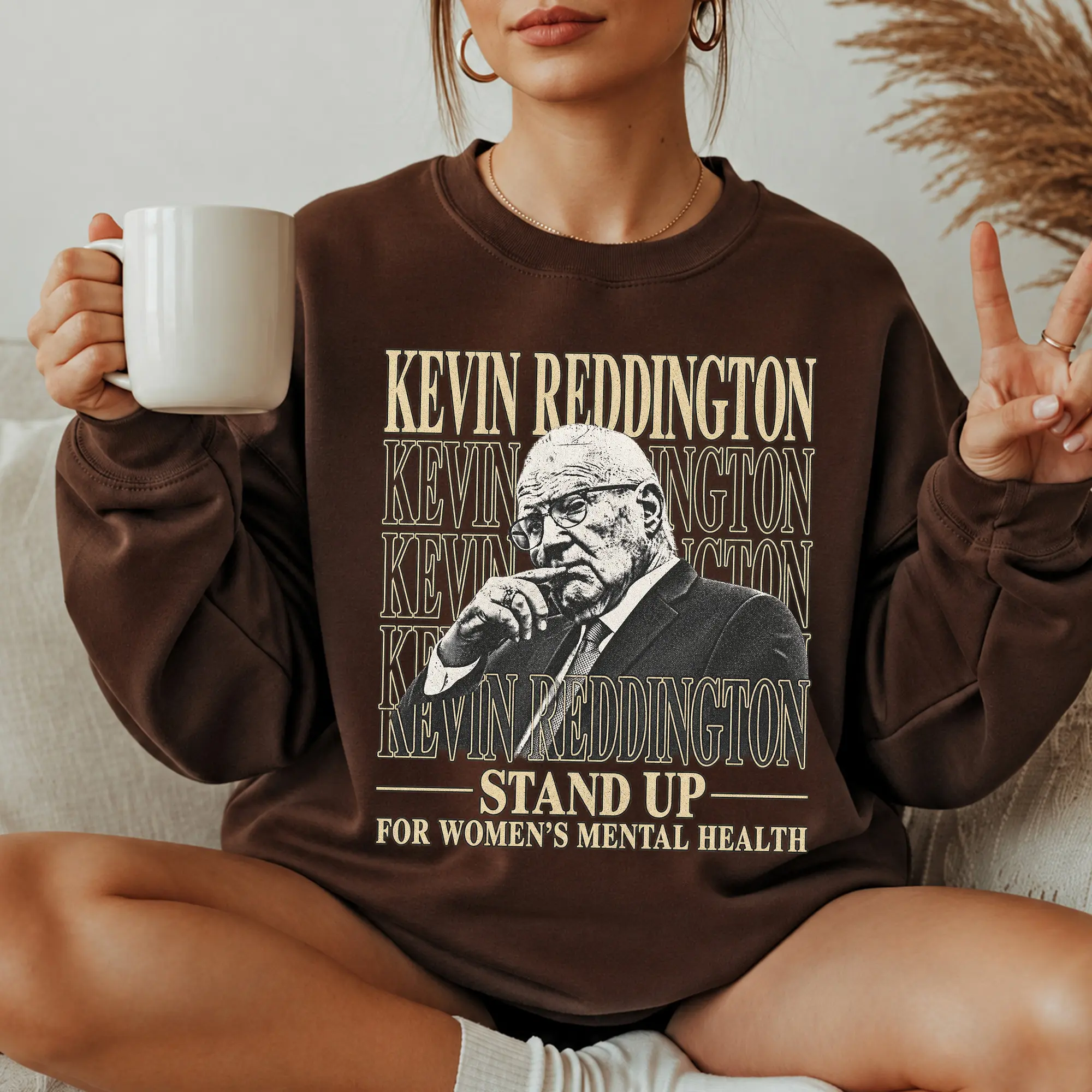 Kevin Reddington Stand Up for Women's Mental Health Sweatshirt, Courtroom Lawyer Graphic Sweater, Vintage Legal Portrait Sweatshirt, Women's Mental Health Support Gift