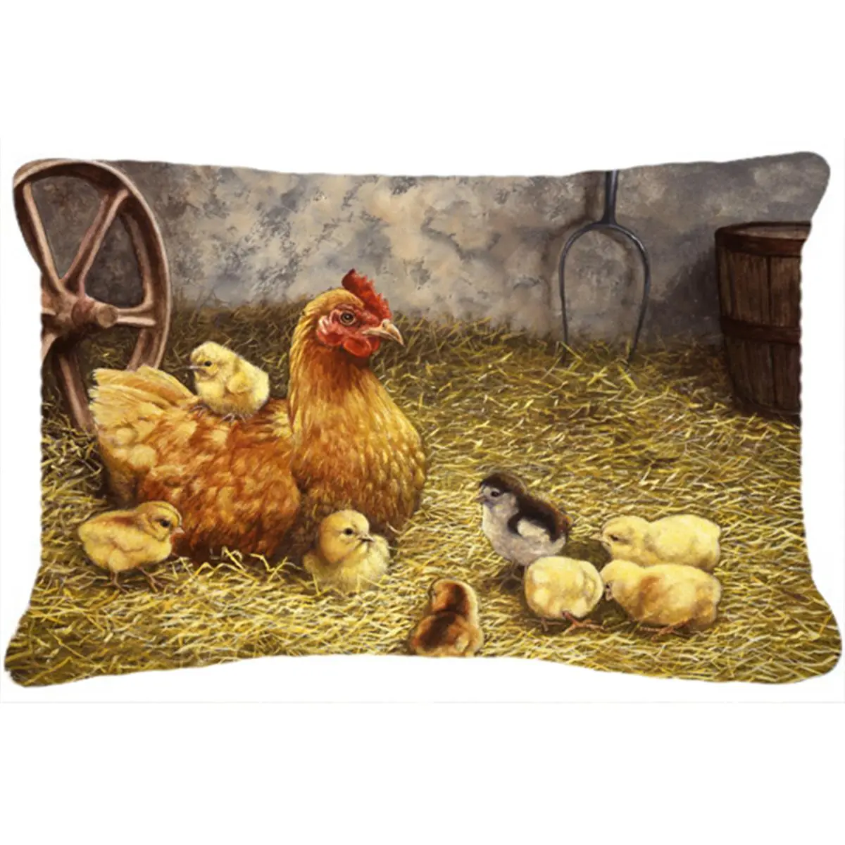 Heavyweight Chicken Hen & Chicks Fabric Decorative Pillow for Home, Outdoor Sofas - Durable, Machine Washable Cushion, Garden
