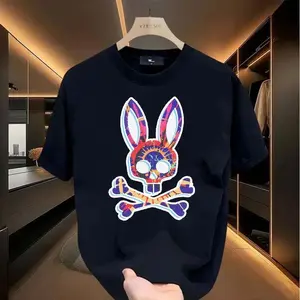 Interesting Bone Rabbit Trendy Men's Casual T-Shirt with Street Art Style, Crewneck, Suitable for All Ages, Cooperation & Celebration
