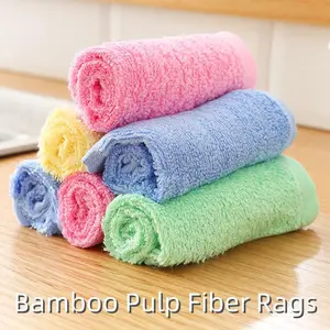 10 Counts Soft Absorbent Microfiber Cloth，Lint-Free Streak-Free Cleaning Cloths，Bamboo Pulp Fiber Cleaning Towels，Reusable and Washable Kitchen Rags