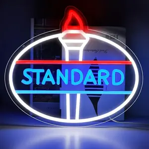 Standard Oil Neon Sign With Dimmable LED Light - USB Powered Illuminated Logo Lights For Bedroom, Garage, Man Cave