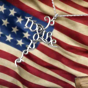 We The People Cross Necklace Pendant - Unisex Casual Wear for Unity & Equality - Sleek Design with American Flag Background