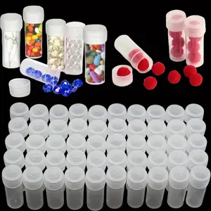 100pcs 5ML Small Pill Plastic Containers Empty Pill Bottles Sample Bottles Vial Test Tube with Caps, Lid Vial Storage Container for Small Items