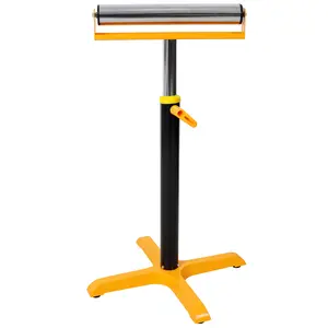 20.8*20.8*27.5 Inch Heavy-Duty Adjustable Single Roller Stand Steel Frame 170LBS Load Four-Foot Base Chrome-Plated Roller Height Locking Screw Auxiliary Material Support Stand for Woodworking Workshop Garage