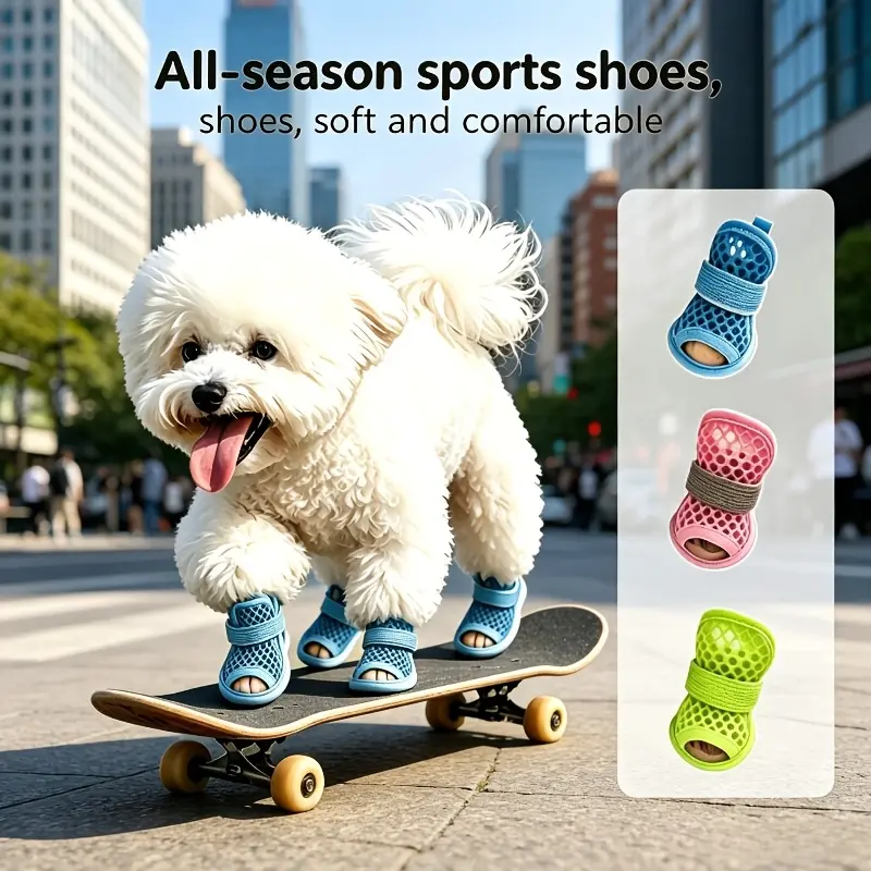 Dog Shoes, Non-Slip And Waterproof, Pet Sandals, Soft Soles Are Firm And Not Easy to Fall Off, Wear-Resistant And Breathable Claws, Better Than Bear Corgi, Small Dogs, Four-Season Open-Toed Foot Covers