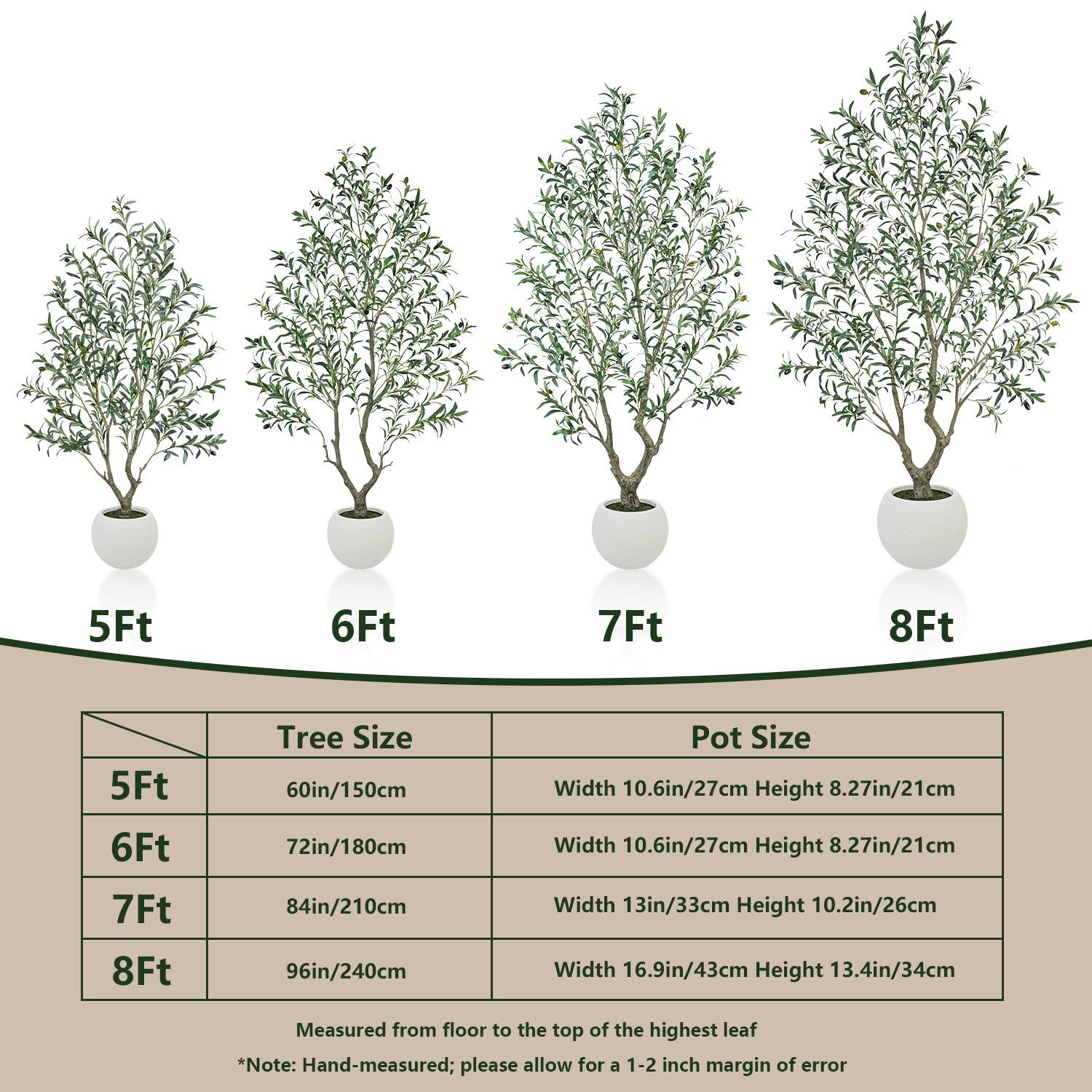 Realistic Artificial Olive Tree with Thick Trunk & Lifelike Fruit – 5/6/7/8FT, Perfect for Home & Office Décor with Round White Pot(Plastic Basin) Realistic Artificial Olive Tree with Thick Trunk & Lifelike Fruit – 5/6/7/8FT, Perfect for Home & Office Décor with Round White Pot(Plastic Basin)
