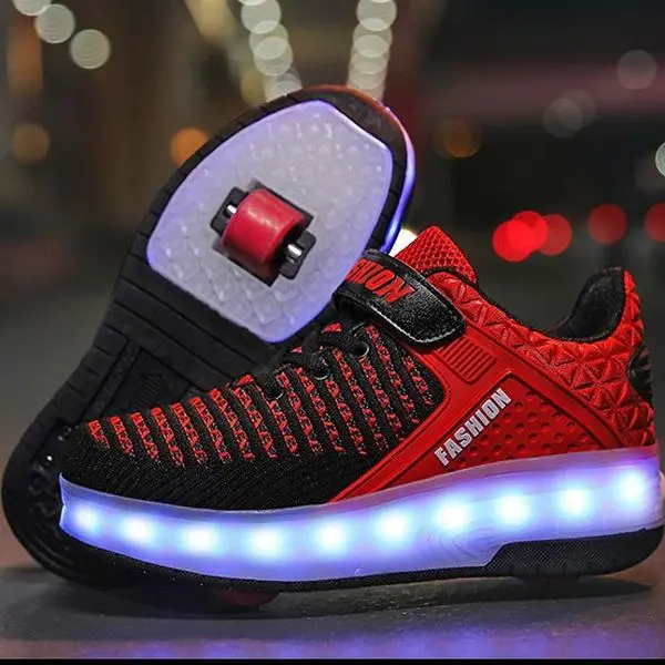 Kids' Detachable Dual-Wheel Skate Shoes with LED Lights |   USB Rechargeable Roller Sneakers for Boys, Magnetic Wheels & Anti-Slip Design ​