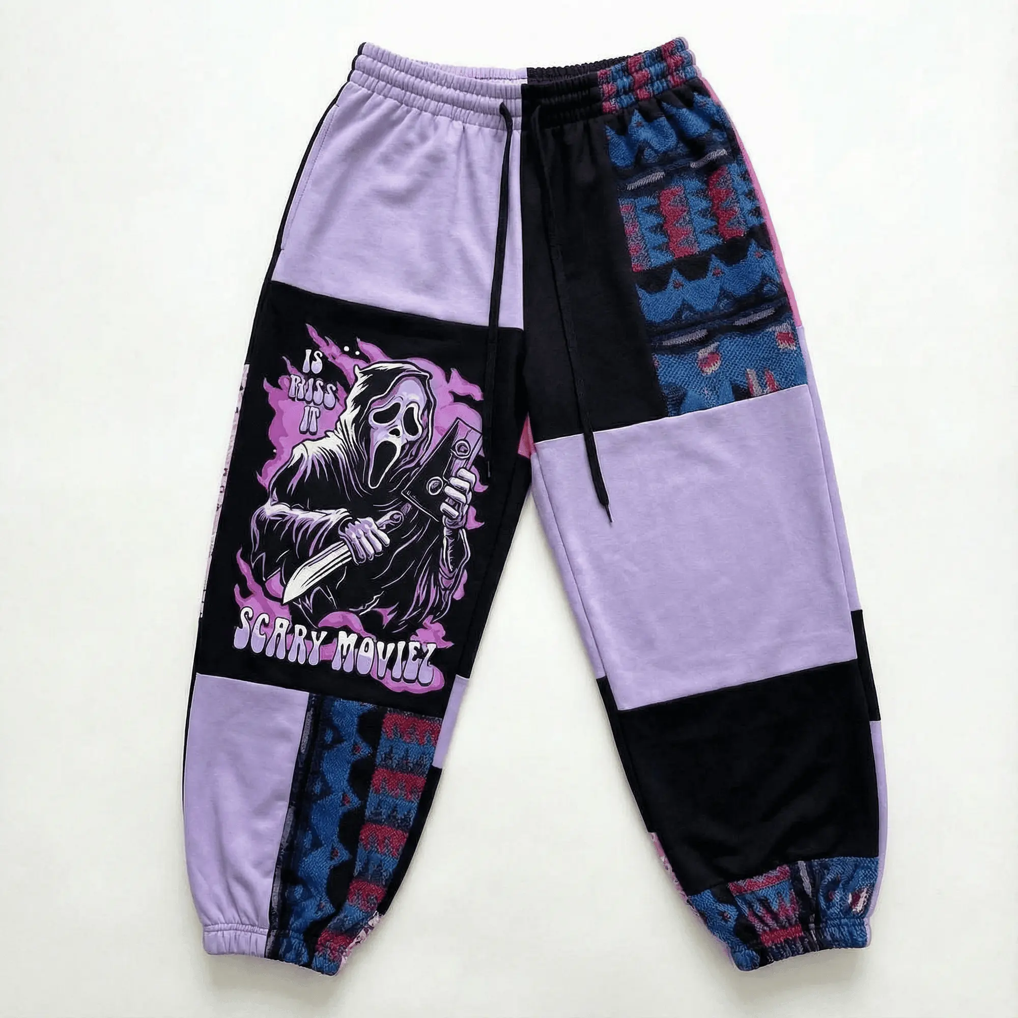 Is This Scary Movie Halloween Sweatpants, Horror Patchwork Jogger Pants, Spooky Movie Night Streetwear Pants, Fall Winter Pants, For Men & Women, Gift For Horror Movie Fans