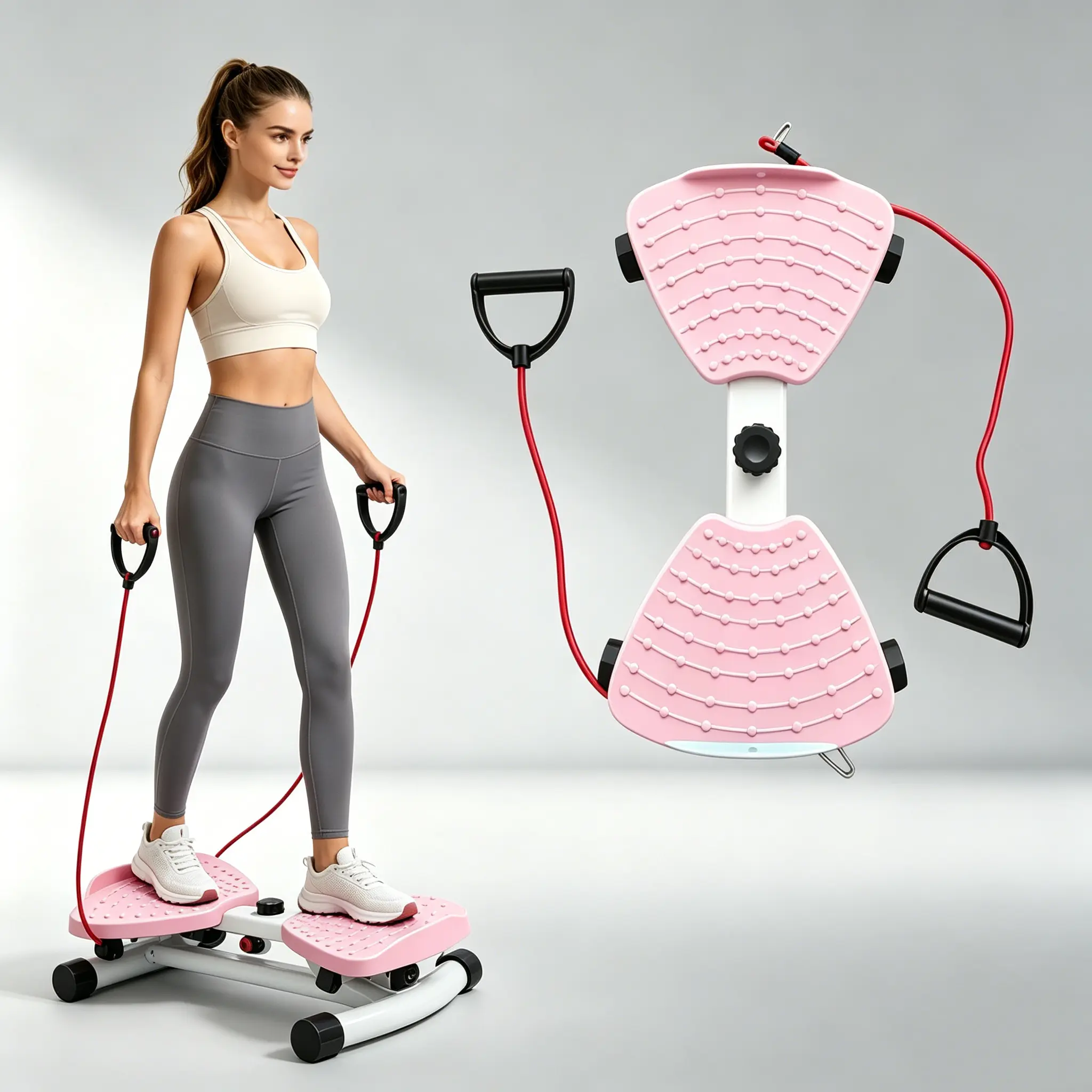 Adjustable Butterfly Twister Stepper Waist Twister Machine with Resistance Band ABS Core Exercise Equipment Home Training Ab Workout Machine Twisting Home Trainer Portable Waist Toner for Aerobic Exercise SummerVibes for Aerobic Exercise SummerVibes