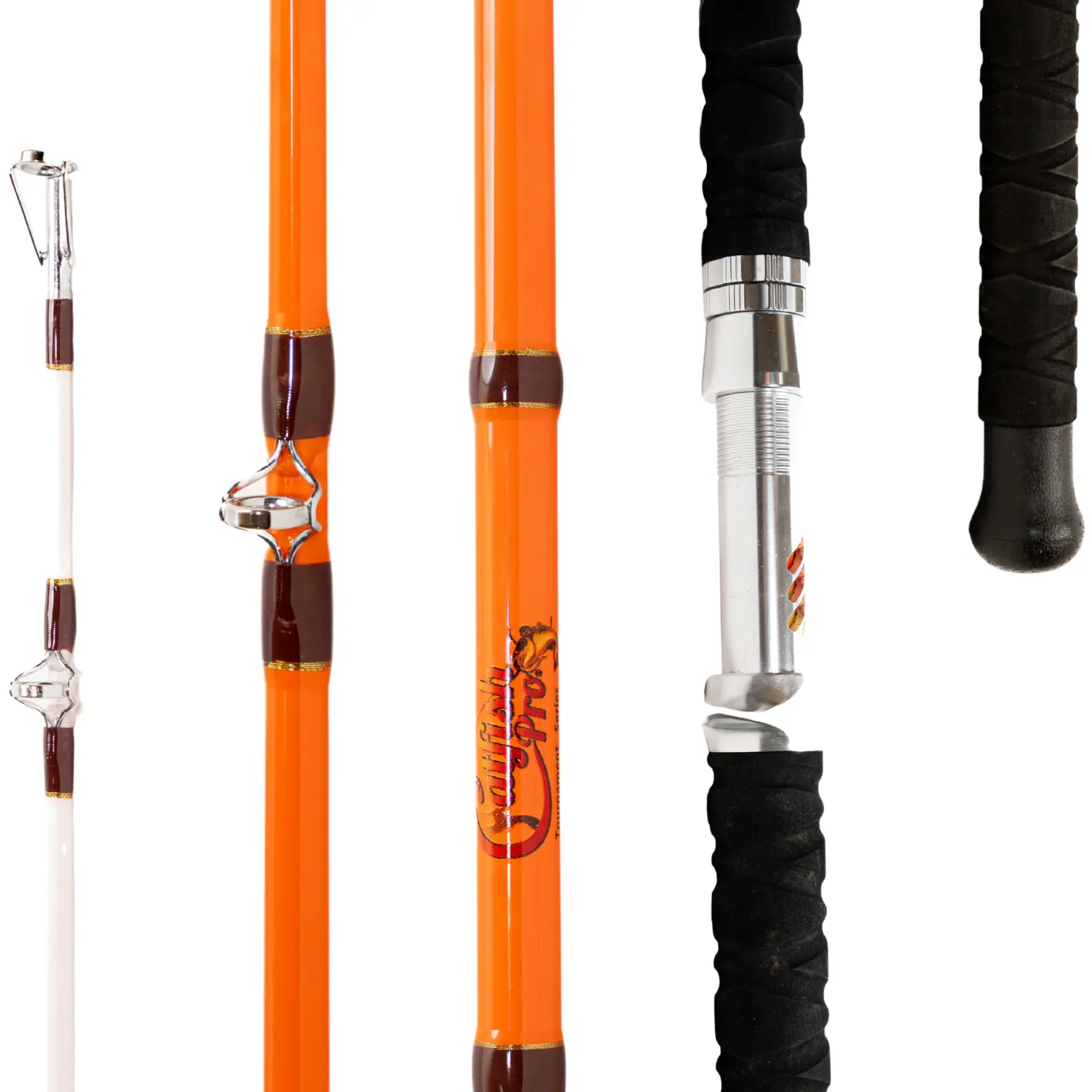 Catfish Pro Tournament Series 2.0 Spinning Sun-Glow Rod, 7’6” (90 inches) 14 oz S-Glass E-Glass Graphite Blend, Full Grip Non-Slip EVA Handle, Aluminium Chrome Guides, Sun-Activated Full Glow Function