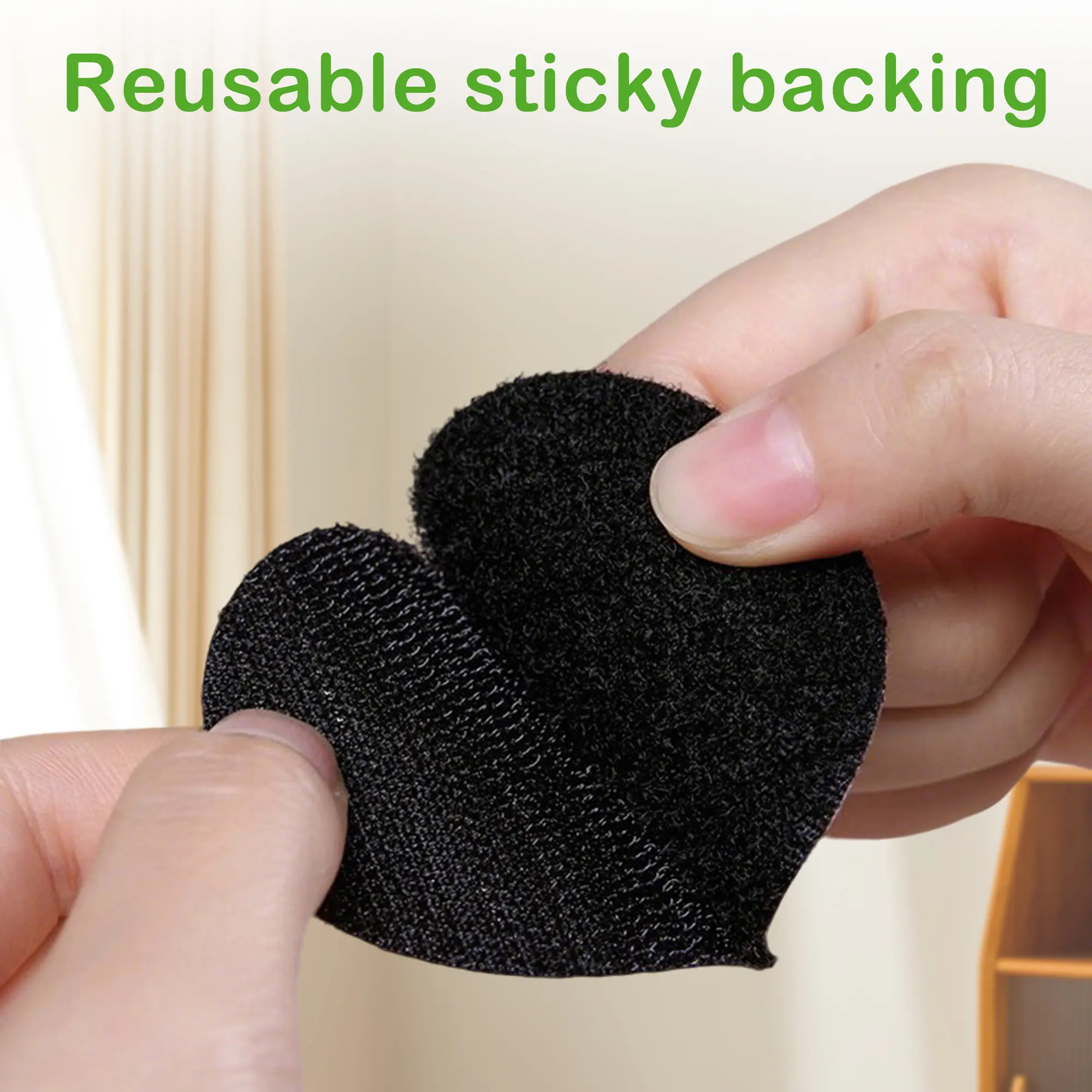 30 Pairs Adhesive Hook and Loop Fasteners, Super Sticky Durable Damage-Free Removable Craft Item Dots for Smooth Surfaces, Black Home Decor Stickers, Pairs Pack