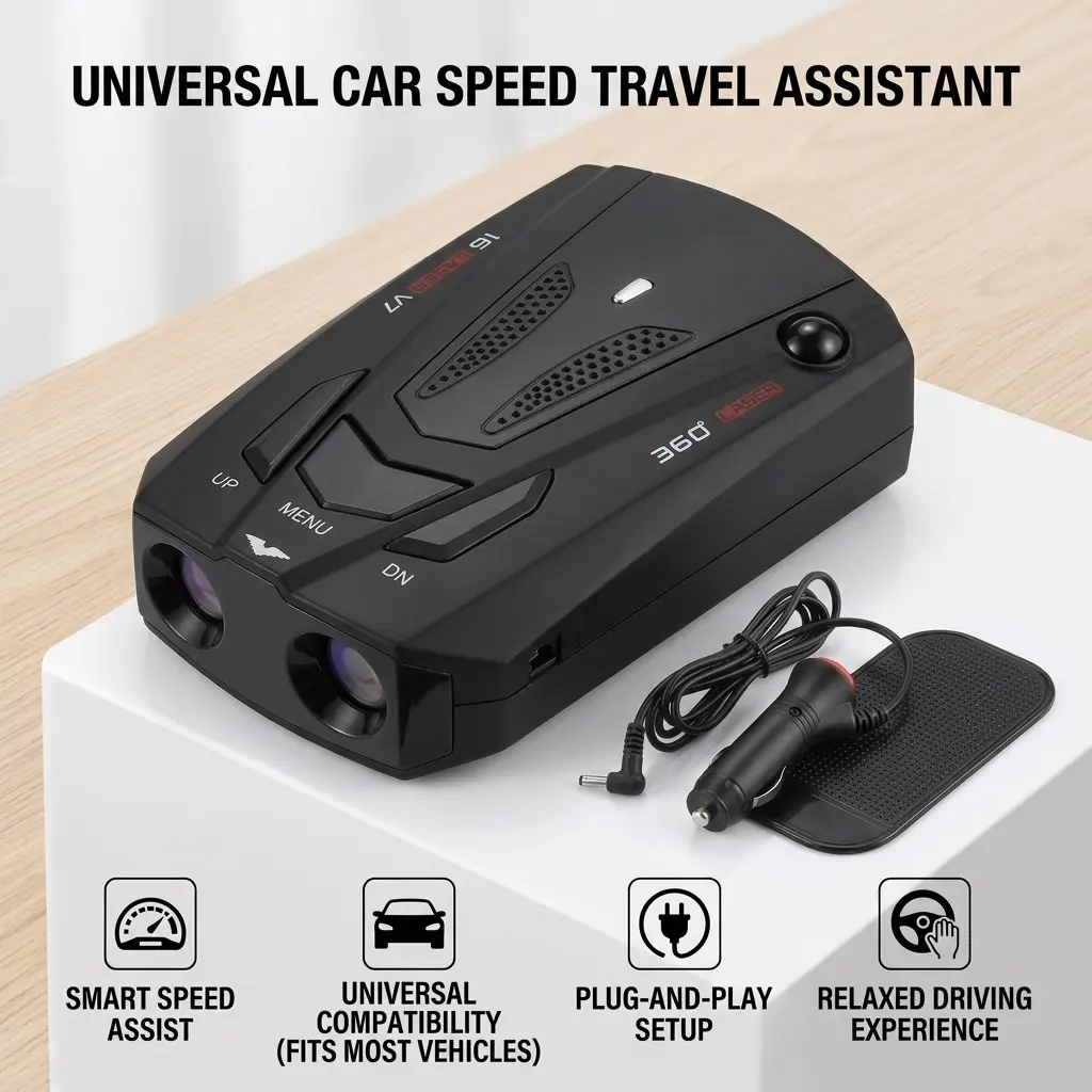 Automotive Universal Non-Radar Analog Car Speedometer - High-Quality Materials Dashboard Accessory, Adhesive Fast Mount Setup, Works with Most Cars, Long-Trip Durable, Easy to Operate, Ideal for Driving