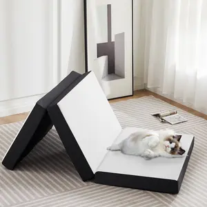 Folding Mattress – Tri-Fold Memory Foam Mattress Topper for Camping – Foldable Mattress Topper with Washable Cover – Available in Various Sizes, White