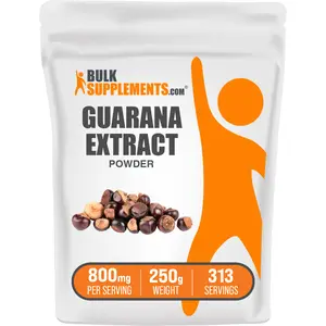 BulkSupplements - Guarana Extract Powder - Natural Energy Boost - 22% Caffeine - 250g - 800mg per Serving