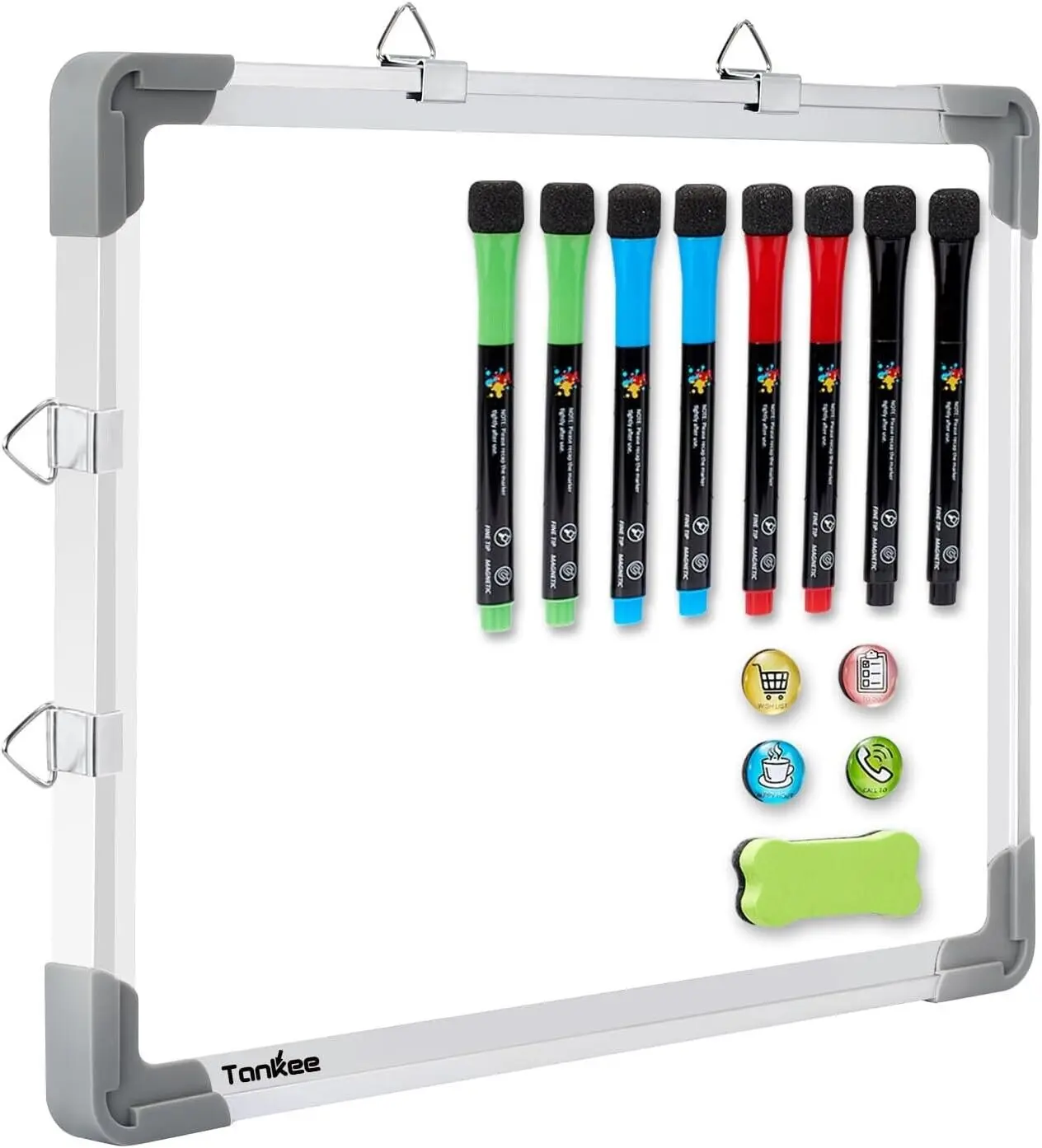 TANKEE 16"x12" Magnetic Double-Sided Dry Erase Whiteboard - Portable, Hangable Writing Practice Tool, Whiteboard and Markers Set (Includes Magnets, Markers, Eraser), Dry Erase Board With Magnets And Markers