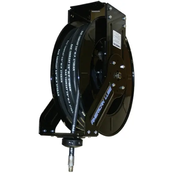 American Lube Equipment 3/8" x 50' Advantage2 Plus Double-Arm Grease Reel with Rubber Hose TIM-3936-50