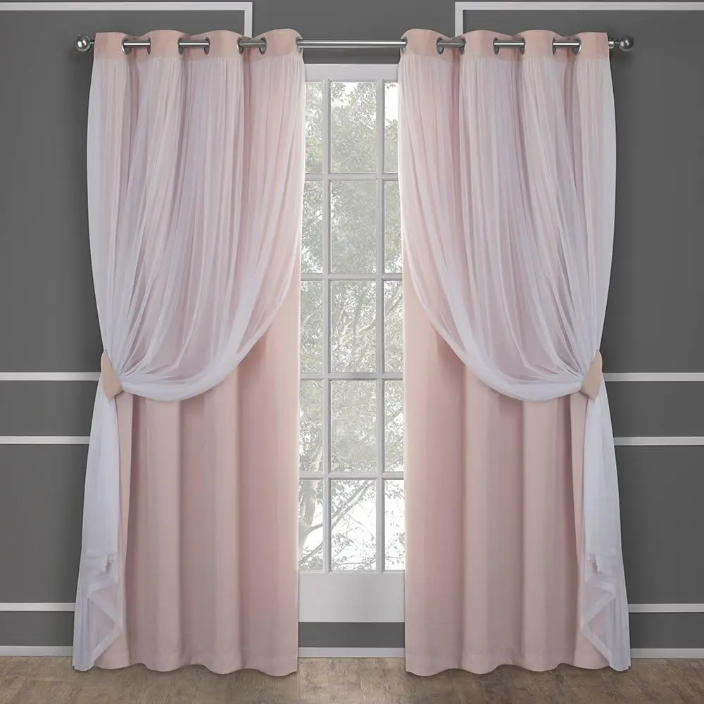 Double Layer Indoor Curtains, Sheer and Room Darkening Blackout