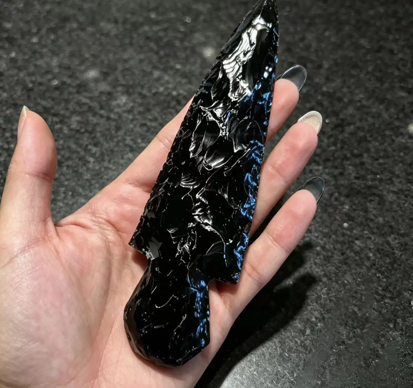 Primitive Hand Knapped Natural Volcanic Stone Blades, Unique Energy Crystal Ornament