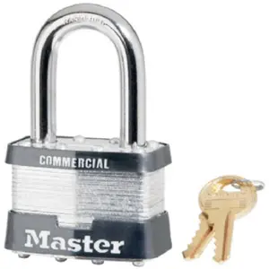 212 MAIN Master Lock 5KALF-473 Laminated Metal Padlock, 2 in. Body With 1.5 in. Long Shackle, Anti-Theft Lockable Security Lock for Motorcycle & Automotive Use (Includes Key Blank)