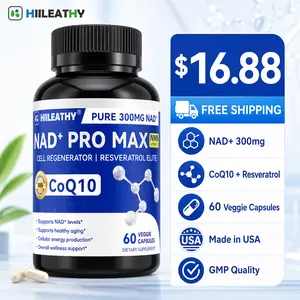 HIILEATHY NAD+ PRO MAX | 300mg NAD+, CoQ10 & Resveratrol | Dietary Supplement | Made in USA