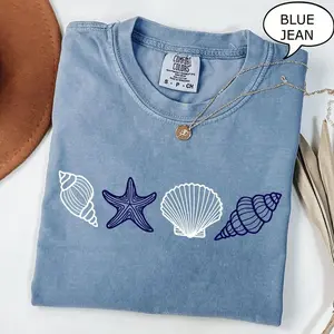 [SALE UP TO 50% + FREE SHIP] Comfort Colors® SeaShell Shirt, Beach T-Shirt, Summer Woman Shirt, Aesthetic Shirt, Ocean Lover Gift, SeaShell T-Shirt