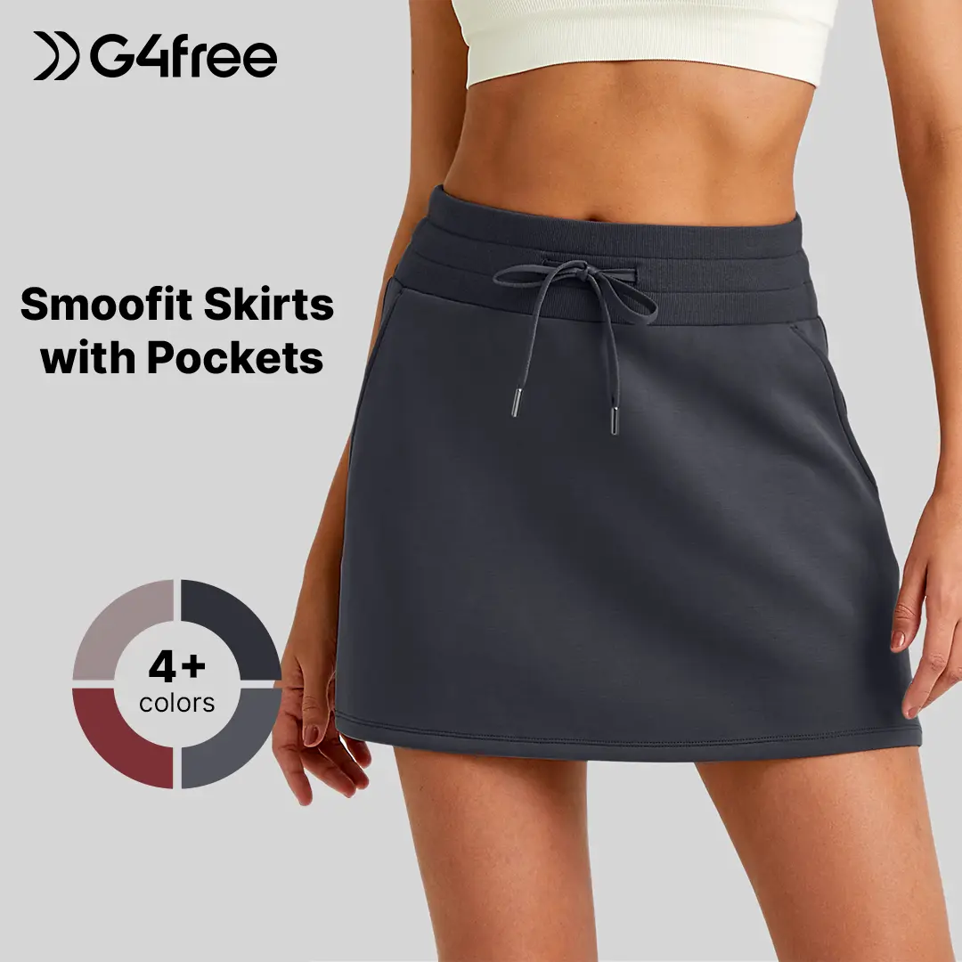 G4Free Smoofit Women's Sweat Skirts - Soft, High-Waisted Breathable, Slimming Fit Drawstring Waist Skirts with Functional Pockets for Summer Casual Lounge, Outdoor Activewear, Skirts For Women