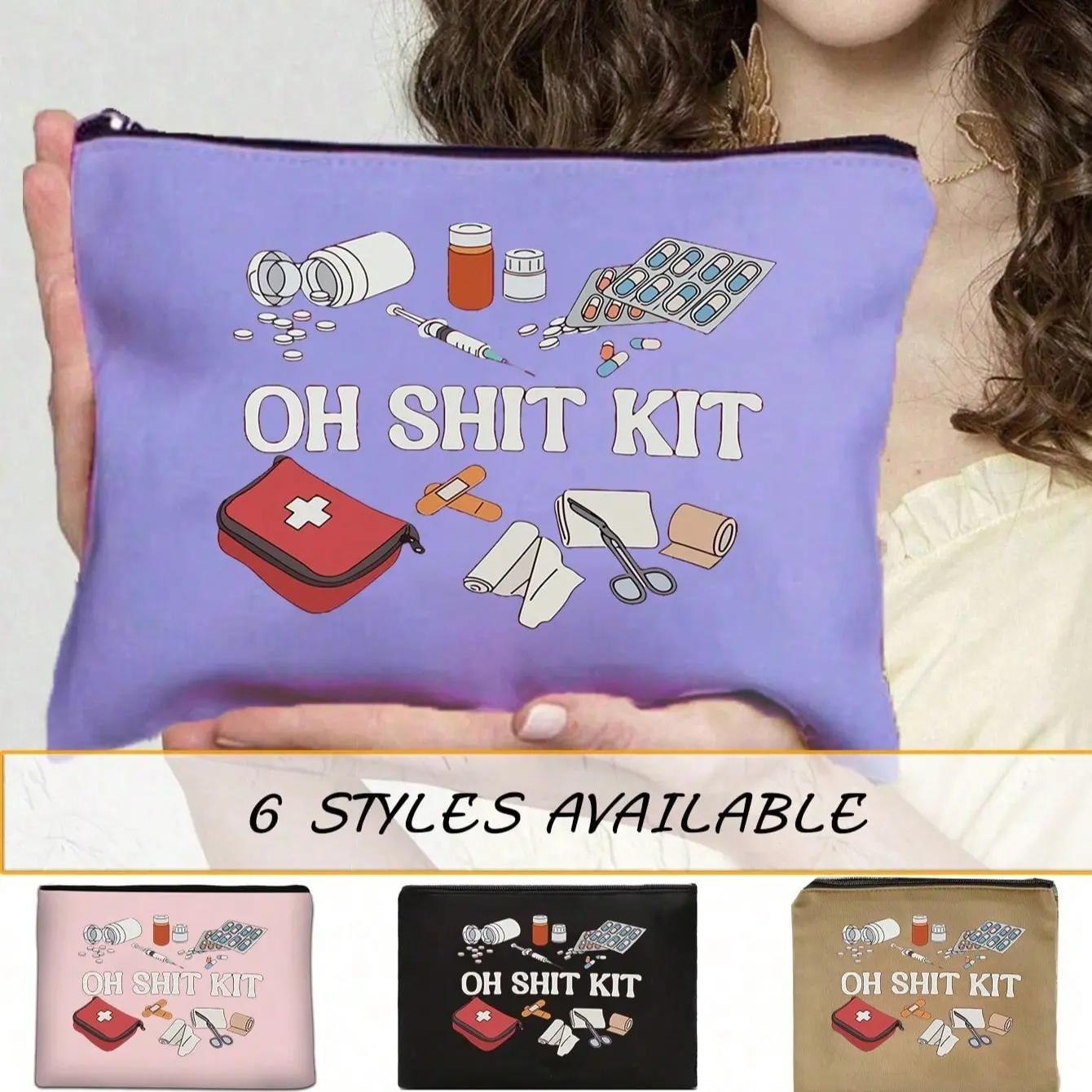 Six-Color Printed First Aid Kit, Daily Emergency Bag, Makeup Emergency Kit, Multifunctional Travel Medicine Box, Allergy Emergency Kit