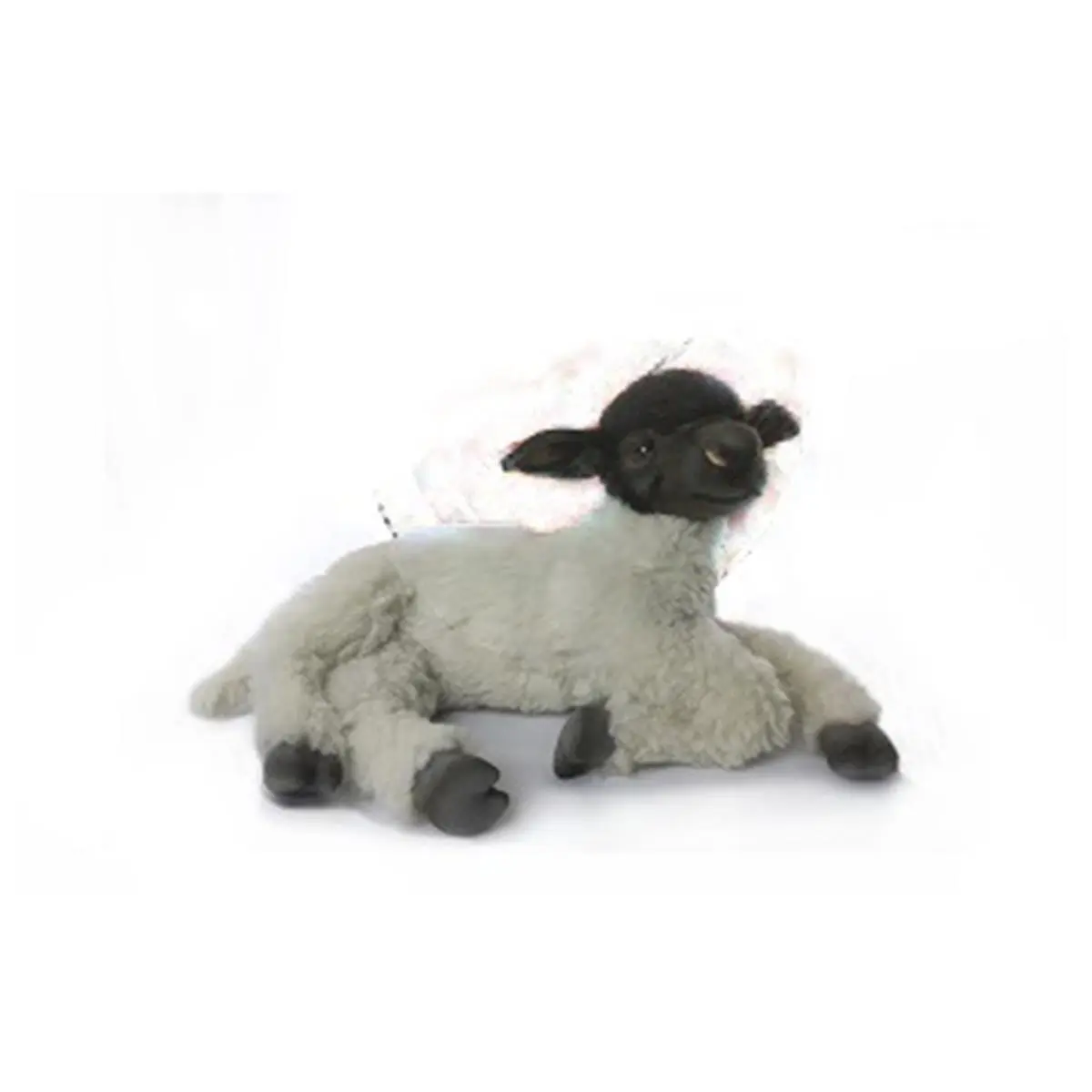 212 MAIN Hansa 18 in. Black & White Laying Sheep Soft Stuffed Animal, Handcrafted Realistic Pet Accessory for Cats & Dogs
